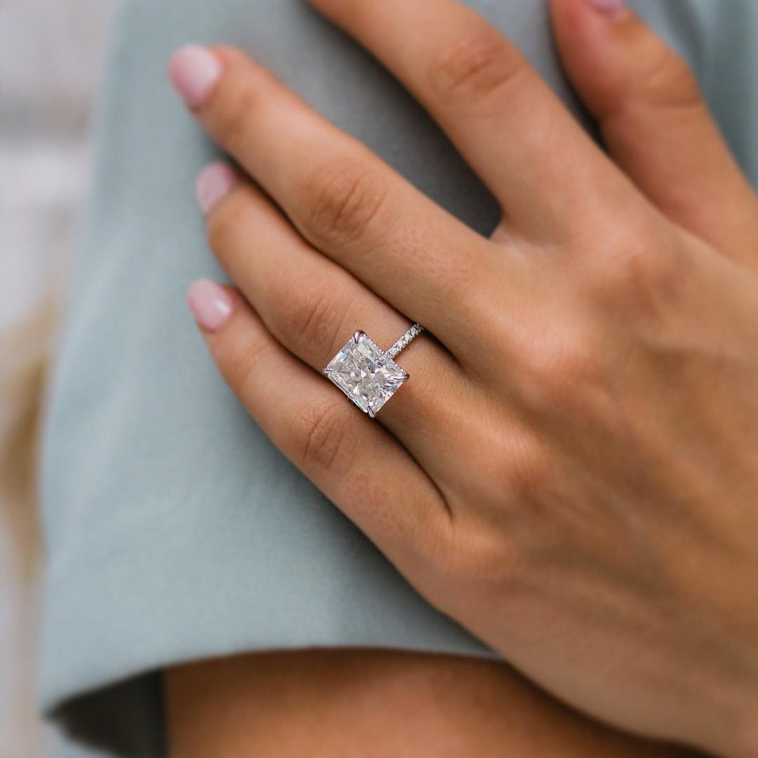 4.79 CT Radiant Pave Lab Grown Diamond Engagement Ring