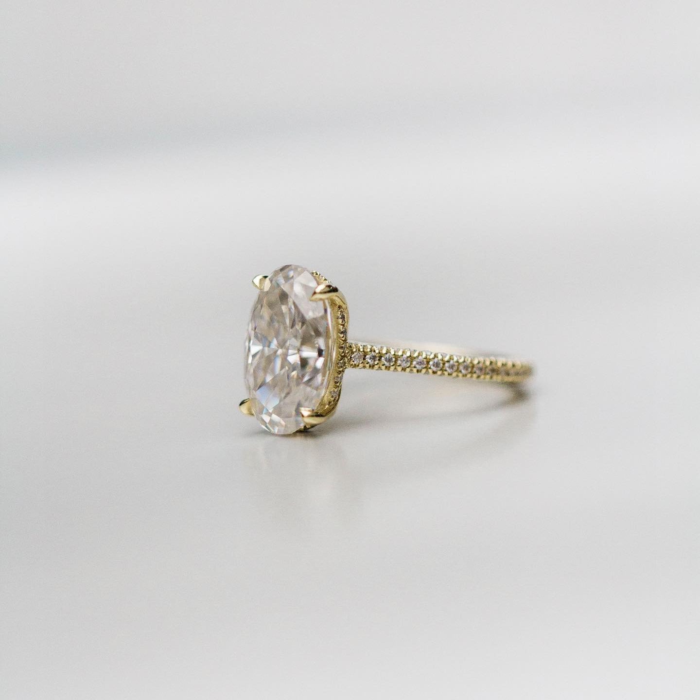 5 CT Oval Pave Lab Grown Diamond Engagement Ring