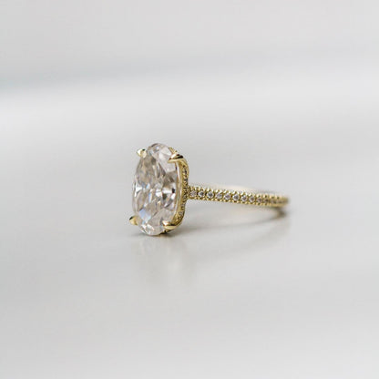 5 CT Oval Pave Lab Grown Diamond Engagement Ring