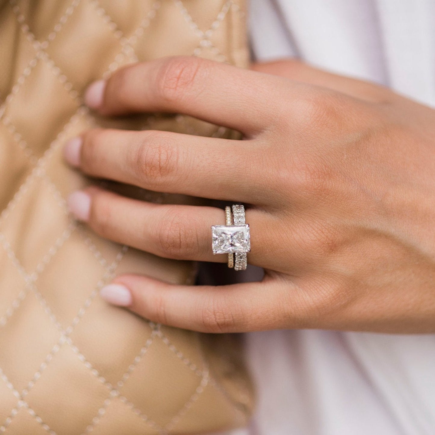 4.6 CT Radiant Pave Lab Grown Diamond Engagement Ring