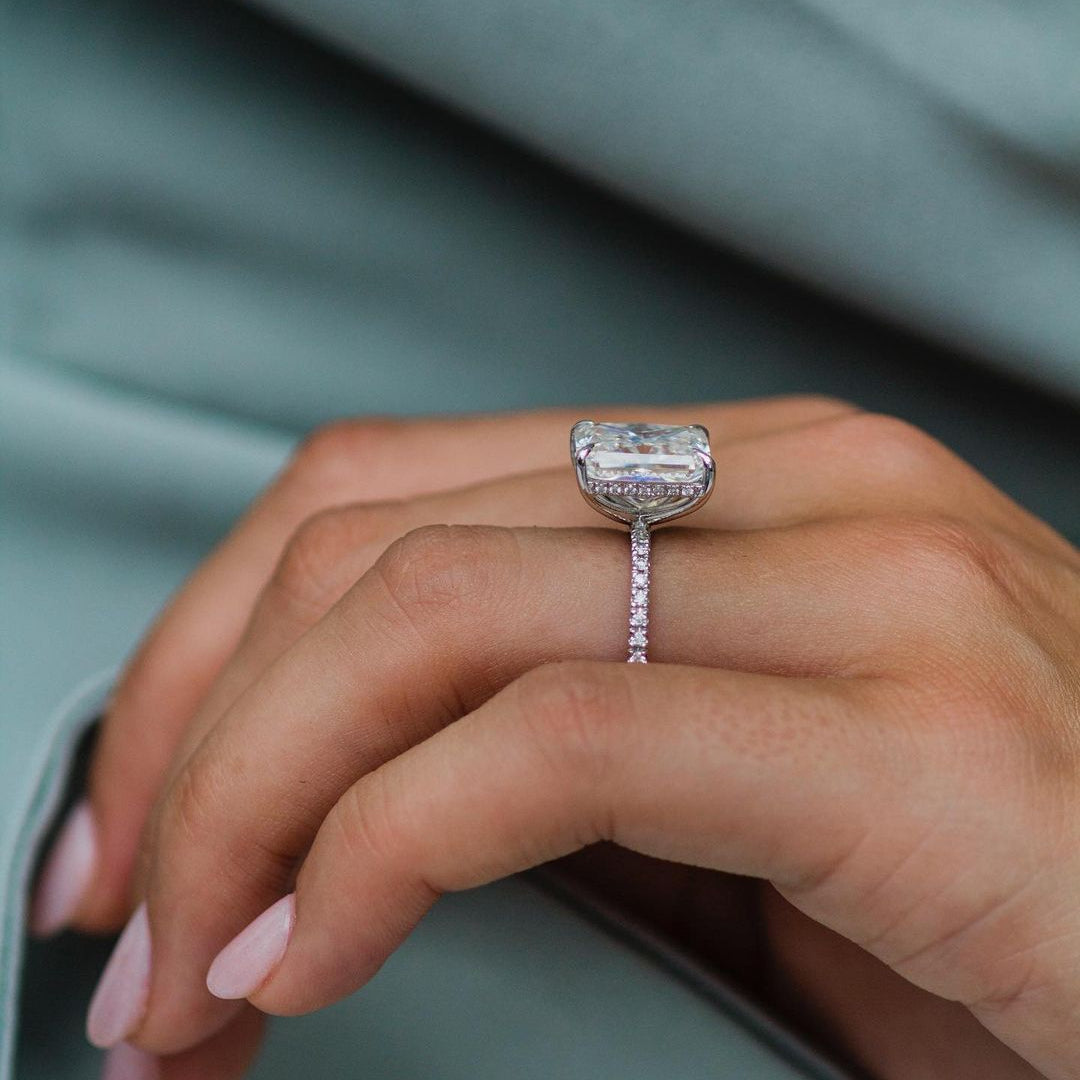 4.79 CT Radiant Pave Lab Grown Diamond Engagement Ring