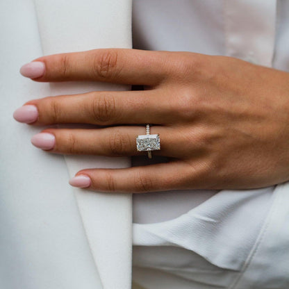 4.8 CT Radiant Pave Lab Grown Diamond Engagement Ring