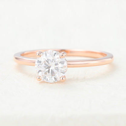 0.68 CT Round Solitaire Moissanite Engagement Ring