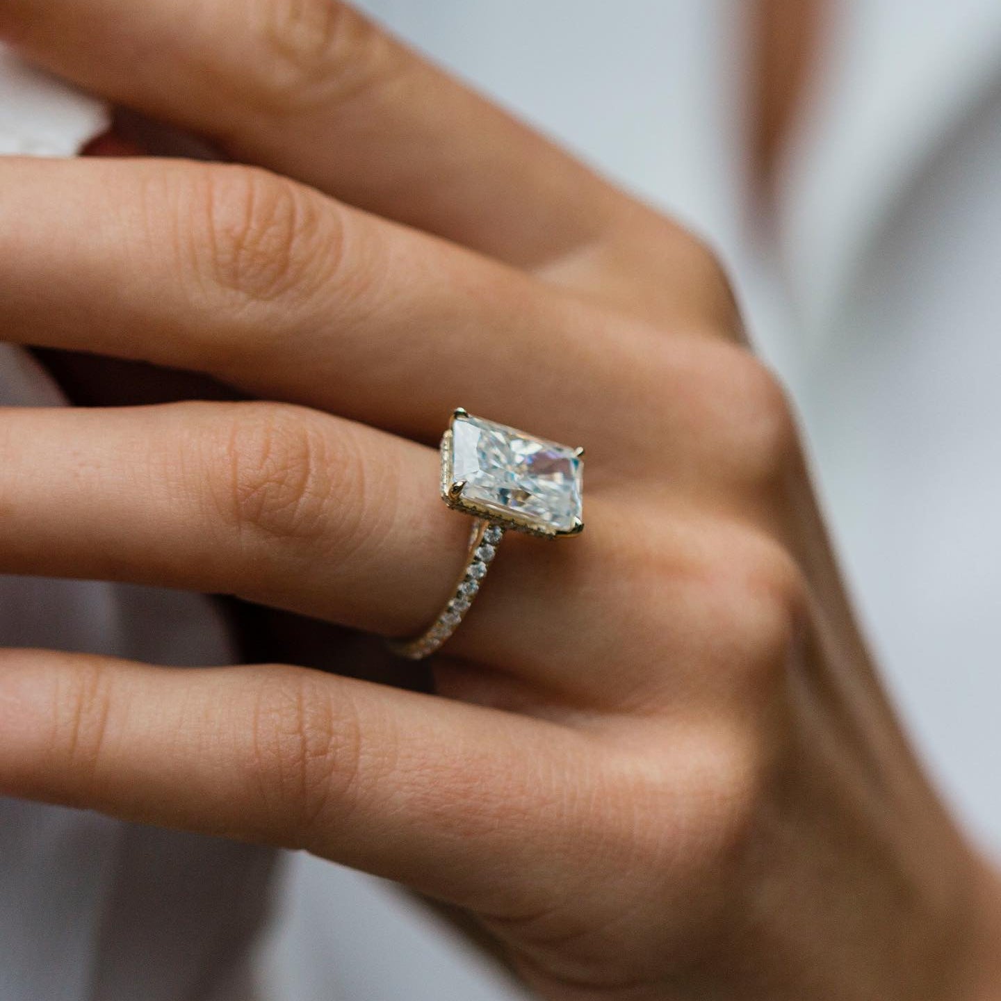 4.8 CT Radiant Pave Lab Grown Diamond Engagement Ring