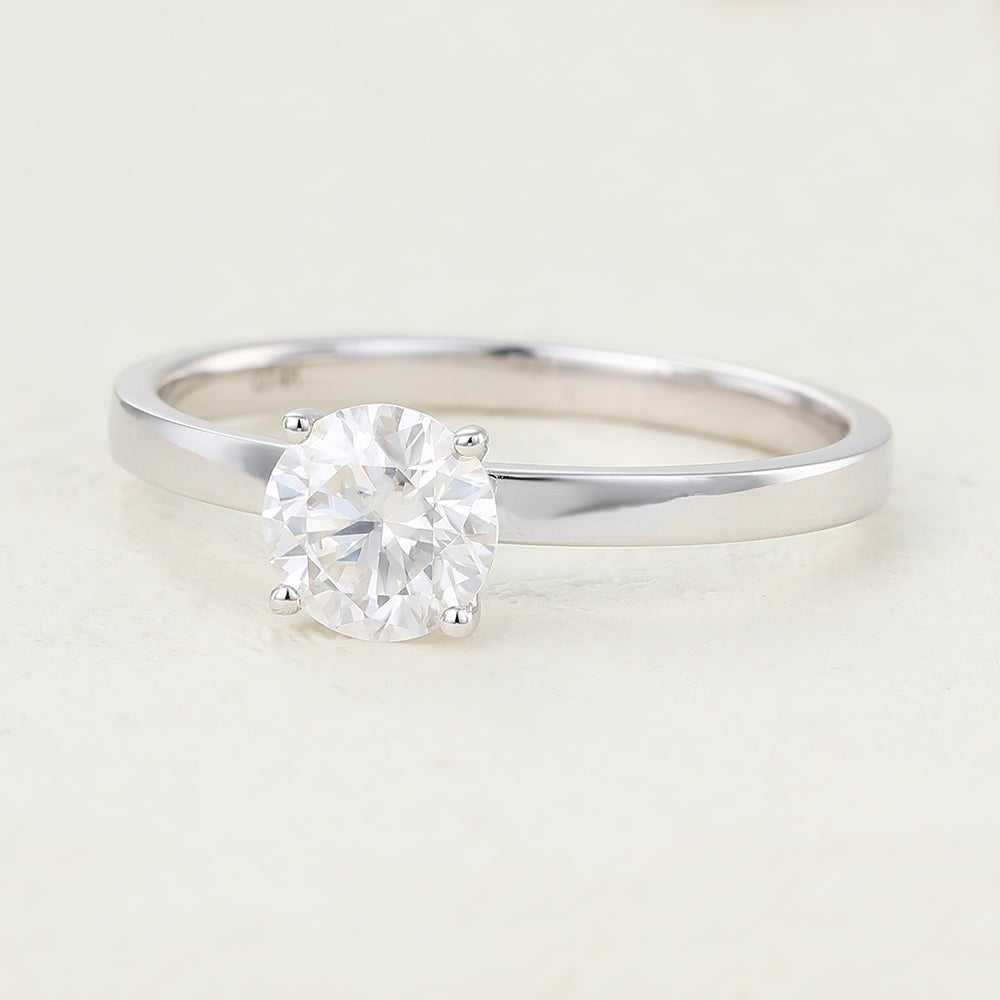 0.88 CT Round Solitaire Moissanite Engagement Ring