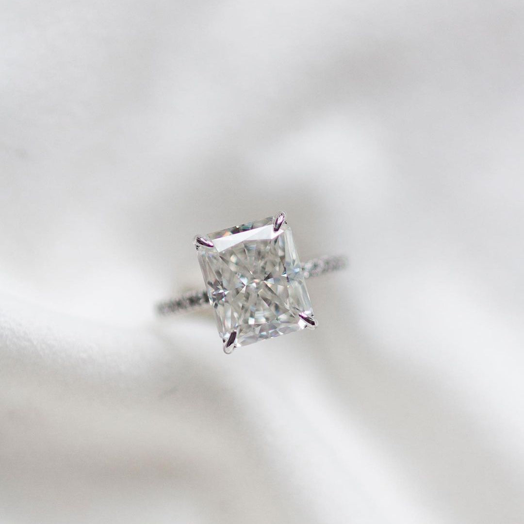 4.79 CT Radiant Pave Lab Grown Diamond Engagement Ring
