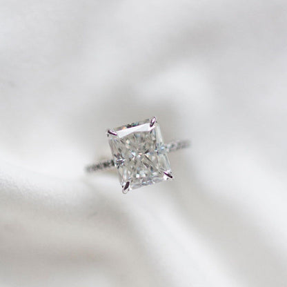 4.79 CT Radiant Pave Lab Grown Diamond Engagement Ring