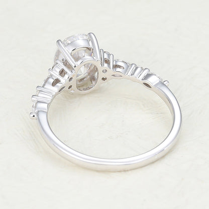 1.33 CT Oval Vintage Cluster & Pave Lab-Grown Diamond Engagement Ring
