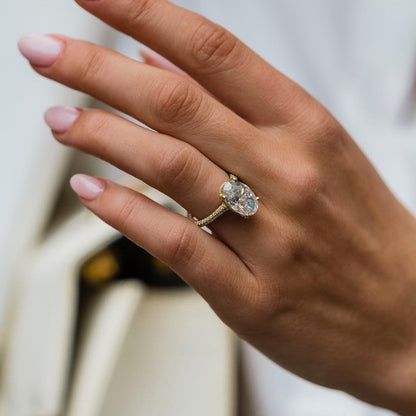 5 CT Oval Pave Lab Grown Diamond Engagement Ring
