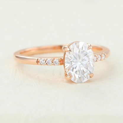 1.33 CT Oval Pave Lab-Grown Diamond Engagement Ring