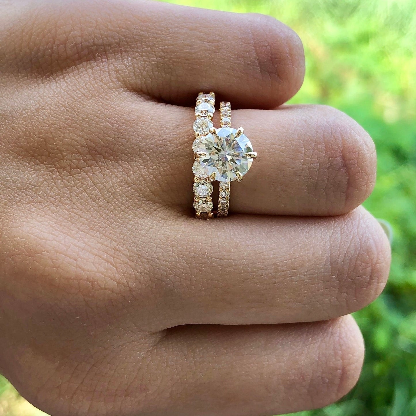 1.85 CT Round Pave Moissanite Engagement Ring