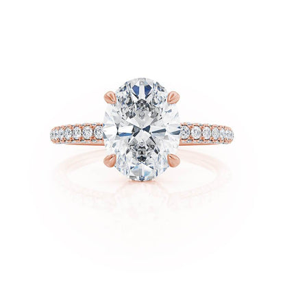 2.1 CT Oval Hidden Halo & Pave Lab Grown Diamond Engagement Ring