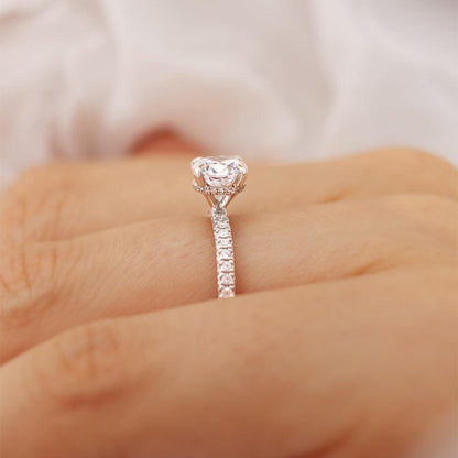 1.5 CT Round Pave Lab Grown Diamond Engagement Ring