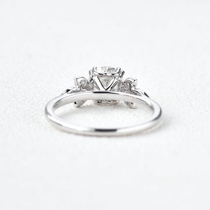 1 CT Round Cluster Lab Grown Diamond Engagement Ring
