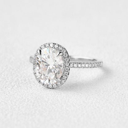 1.91 CT Oval Halo & Pave Lab Grown Diamond Engagement Ring