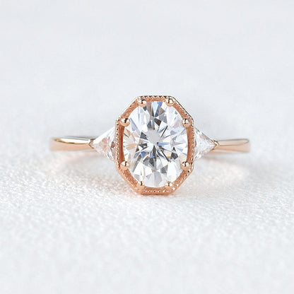1.33 CT Oval Three Stone Lab Grown Diamond Engagement Ring