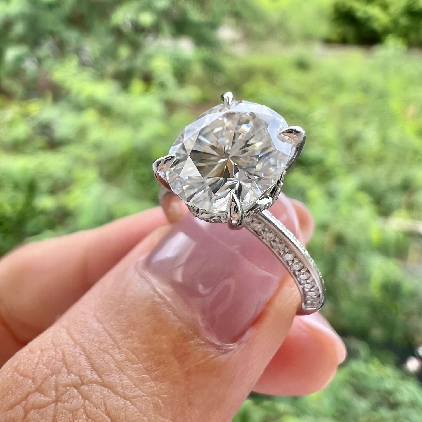 5.18 CT Oval Pave Lab Grown Diamond Engagement Ring