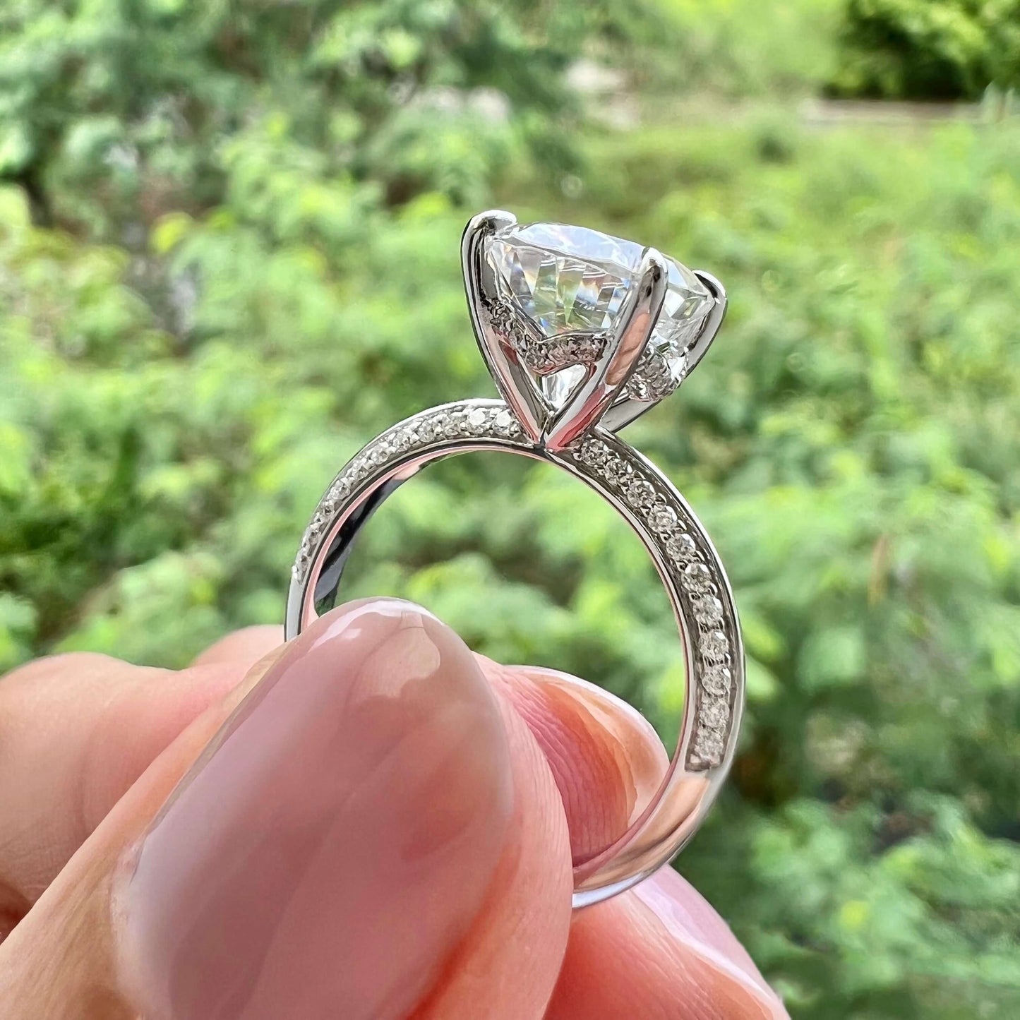 5.18 CT Oval Pave Lab Grown Diamond Engagement Ring