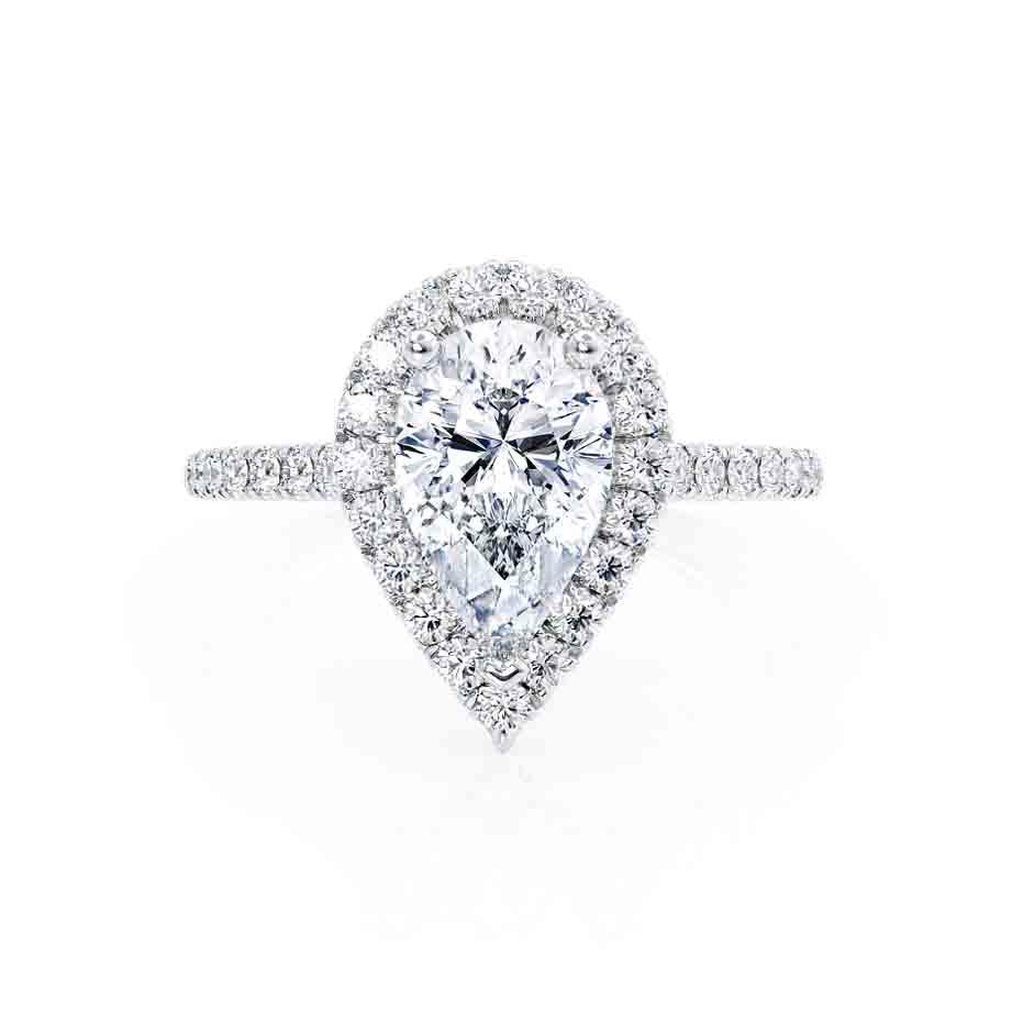 1.92 CT Pear Halo & Pave Lab Grown Diamond Engagement Ring