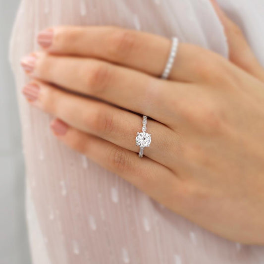 1.2 CT Round Pave Lab Grown Diamond Engagement Ring