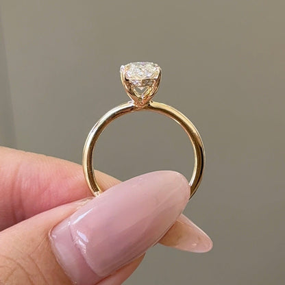 2 CT Marquise Hidden Halo Moissanite Engagement Ring
