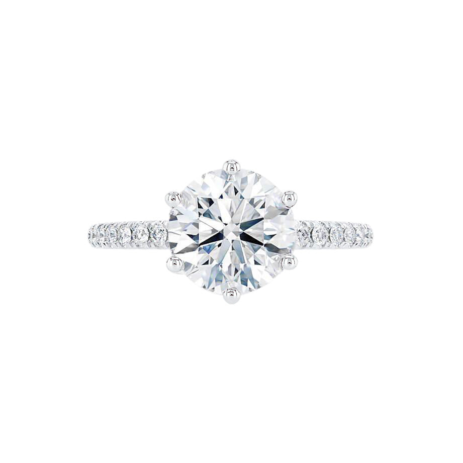2.2 CT Round Pave Lab Grown Diamond Engagement Ring