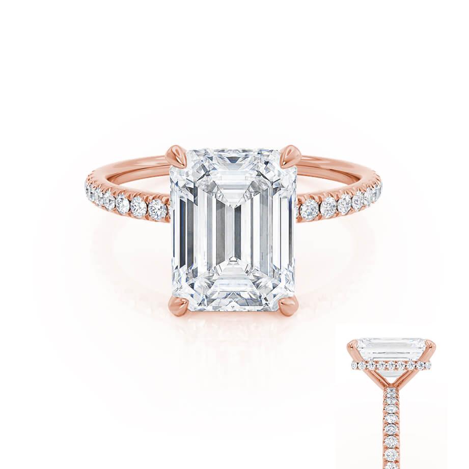 1.75 CT Emerald Hidden Halo & Pave Lab Grown Diamond Engagement Ring