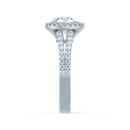 0.5 CT Round Halo, Pave & Split Shank  Lab Grown Diamond Engagement Ring