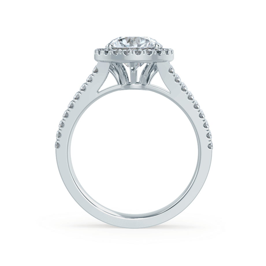 0.5 CT Round Halo, Pave & Split Shank  Lab Grown Diamond Engagement Ring