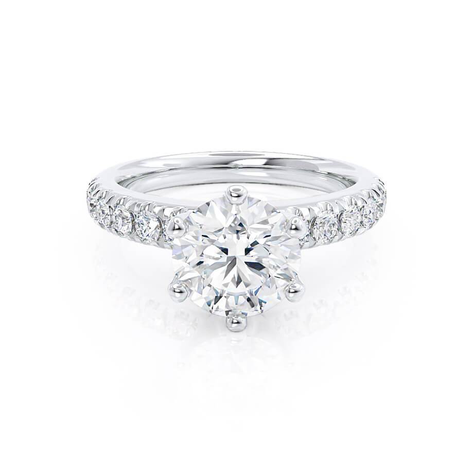 1.9 CT Round Pave Lab Grown Diamond Engagement Ring