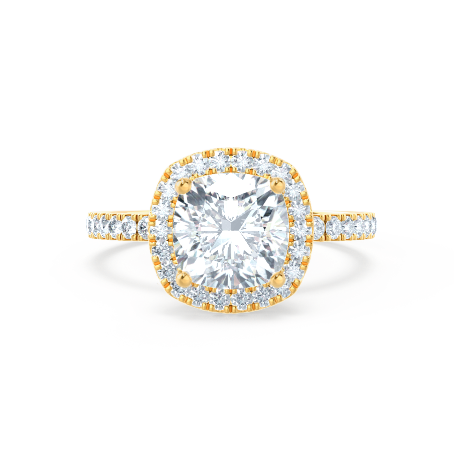 1.7 CT Cushion Halo & Pave Lab Grown Diamond Engagement Ring