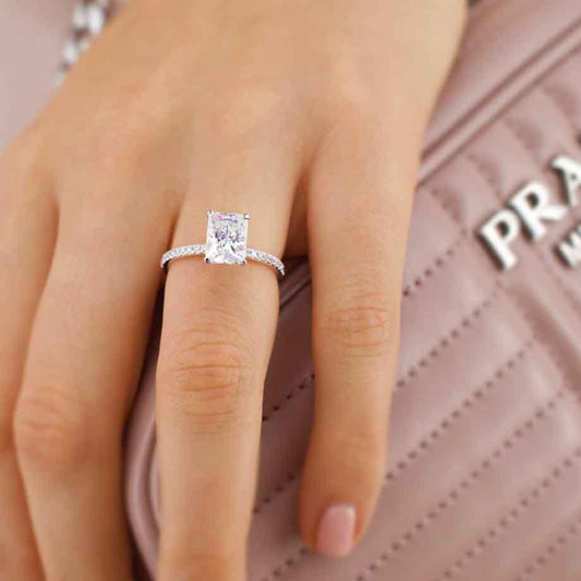 1.2 CT Radiant Pave Lab Grown Diamond Engagement Ring