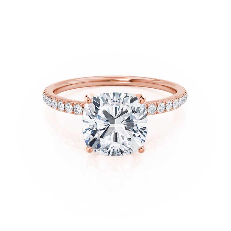0.8 CT Cushion Pave Lab Grown Diamond Engagement Ring