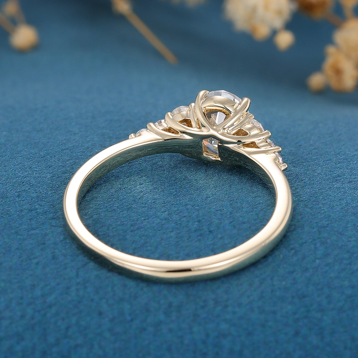 1.33 CT Oval Cluster Lab Grown Diamond Engagement Ring
