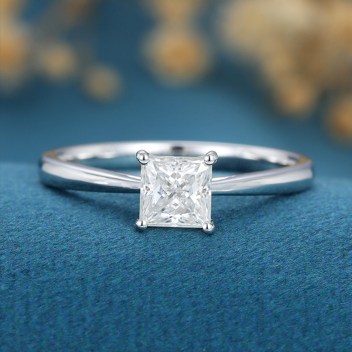 0.64 CT Princess Solitaire Lab Grown Diamond Engagement Ring