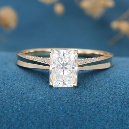 1.68 CT Radiant Pave Lab Grown Diamond Engagement Ring