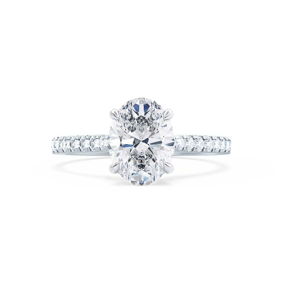 1.8 CT Oval Pave Lab Grown Diamond Engagement Ring