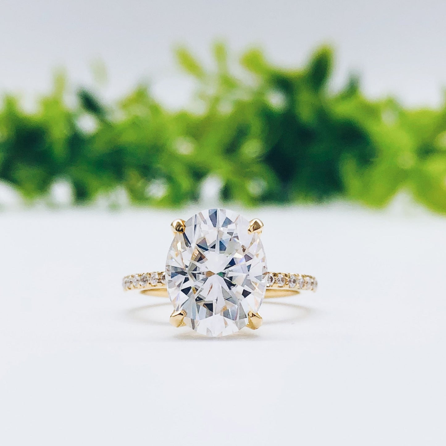 1.91 CT Oval Pave Moissanite Engagement Ring