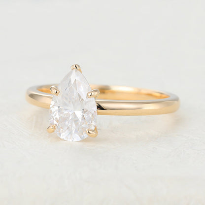 1.5 CT Pear Solitaire Moissanite Engagement Ring