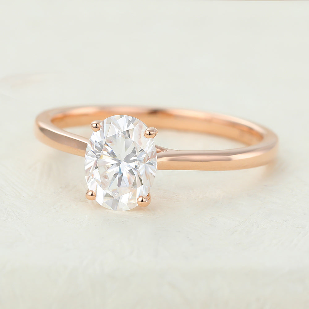 1.33 CT Oval Solitaire Moissanite Engagement Ring