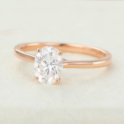 1.33 CT Oval Solitaire Moissanite Engagement Ring