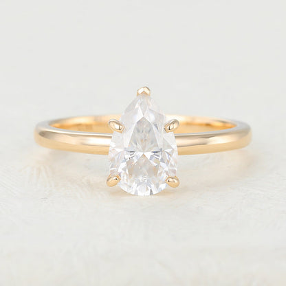 1.5 CT Pear Solitaire Moissanite Engagement Ring