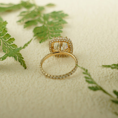 Stunning 1.0 - 2.0 CT Cushion Moissanite Engagement Ring With Pave & Halo Design 9