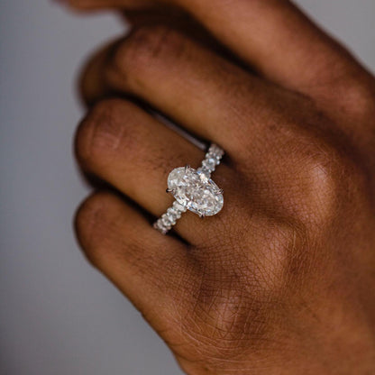 4.1 CT Oval Pave Lab Grown Diamond Engagement Ring