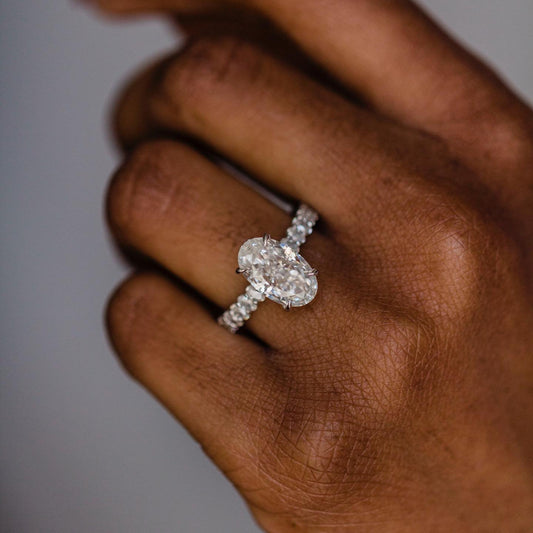 4.1 CT Oval Pave Lab Grown Diamond Engagement Ring