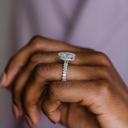 4.1 CT Oval Pave Lab Grown Diamond Engagement Ring