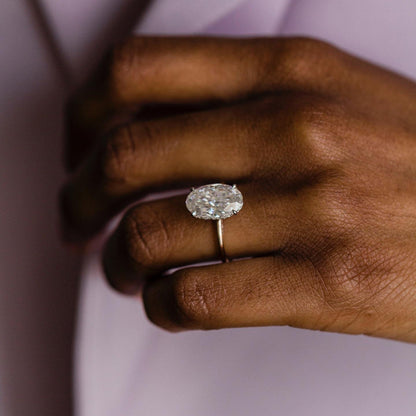 4.9 CT Oval Hidden Halo Lab Grown Diamond Engagement Ring