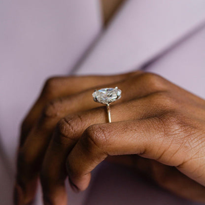 4.9 CT Oval Hidden Halo Lab Grown Diamond Engagement Ring