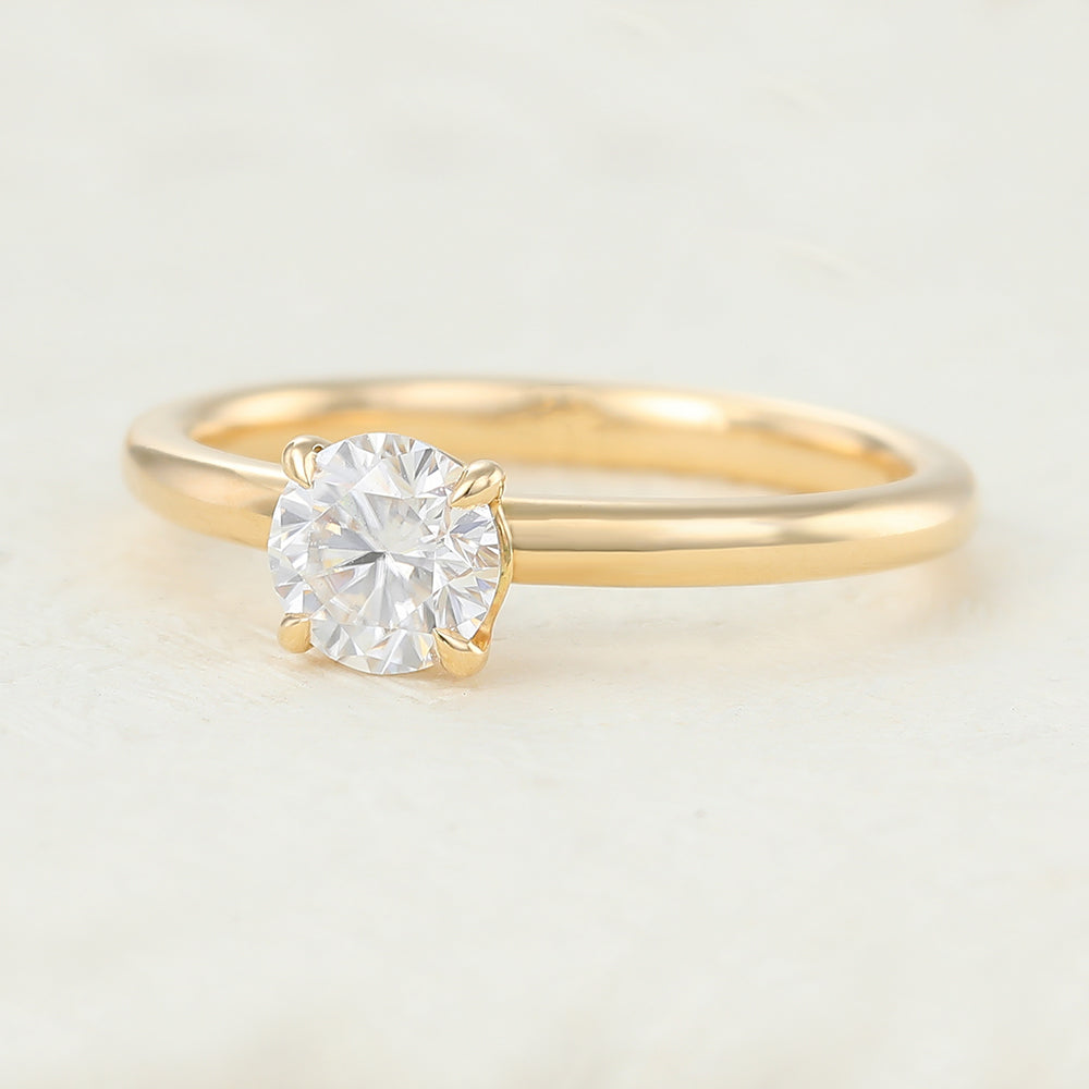 0.41 CT Round Solitaire Moissanite Engagement Ring